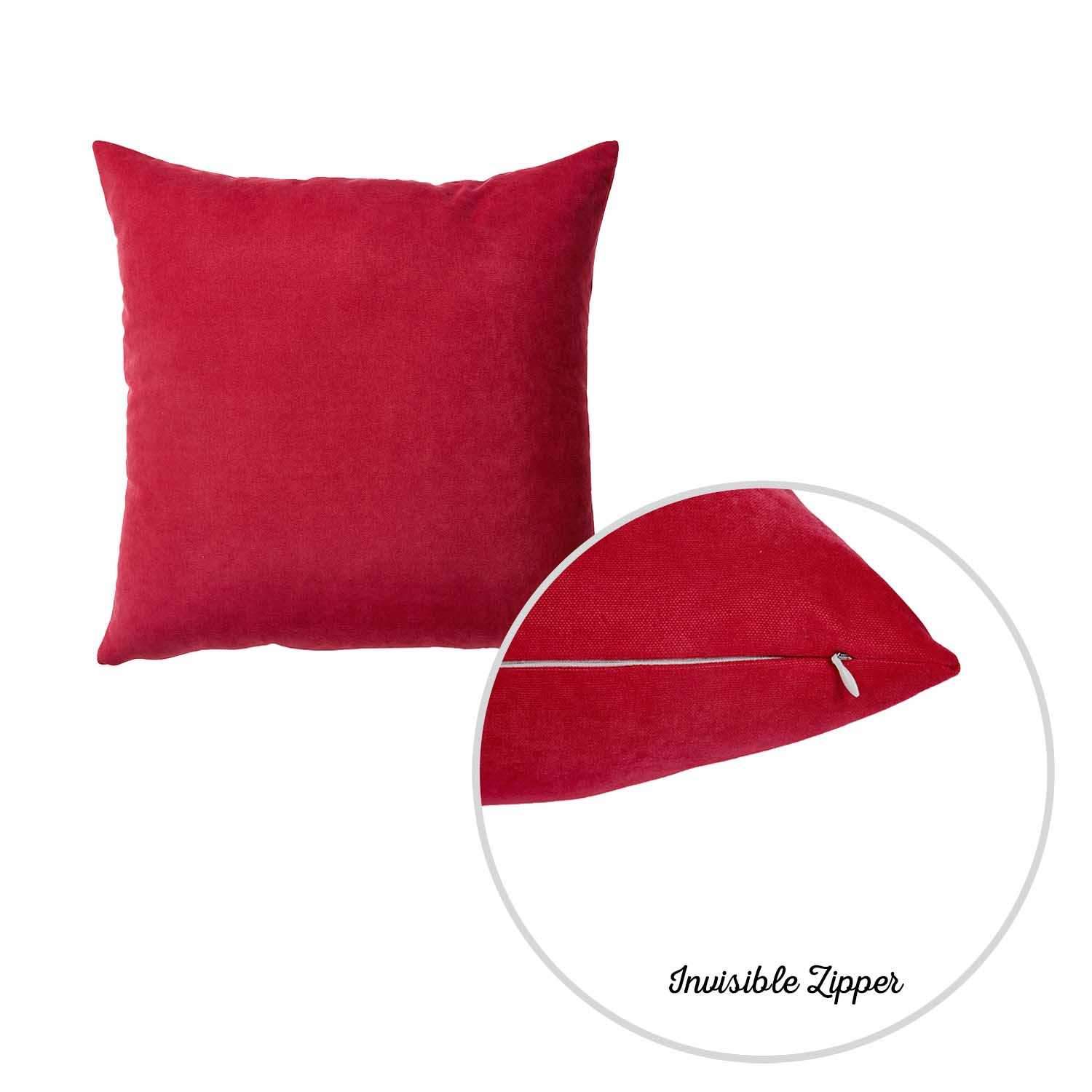 Set of 2 red brushed twill decorative throw pillow covers with hidden zipper closure, showcasing a luxurious texture and vibrant honey red color.