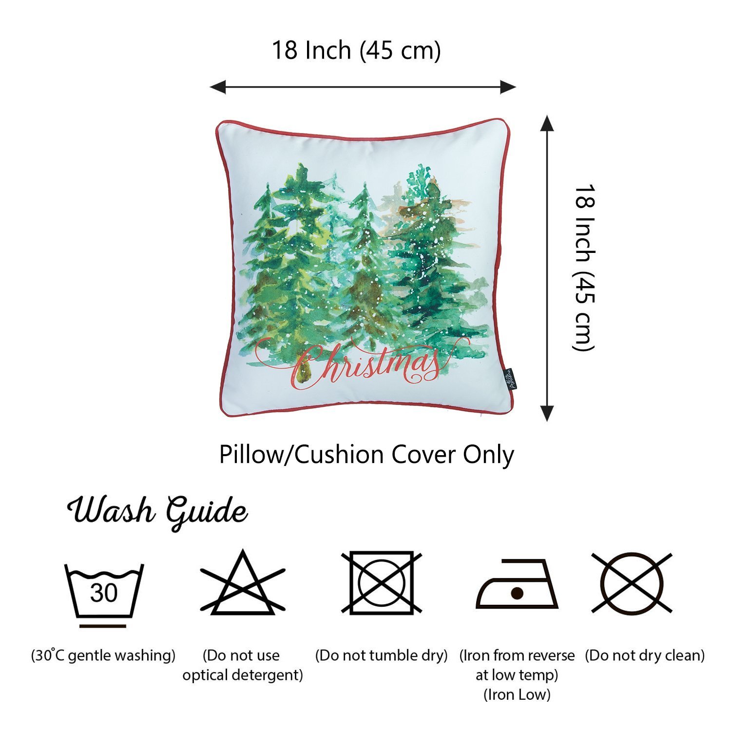 Set of 4 multicolor Christmas trees throw pillow covers, featuring a vibrant design on soft brushed polyester fabric.