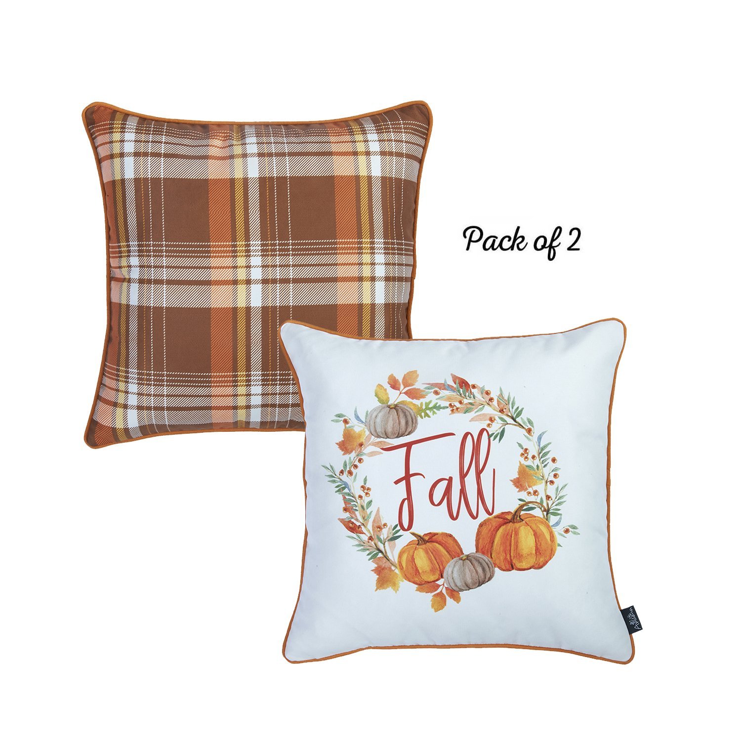 Set of 4 multicolor 18-inch Fall Pumpkin Throw Pillow Covers featuring a vibrant pumpkin design, perfect for autumn decor.