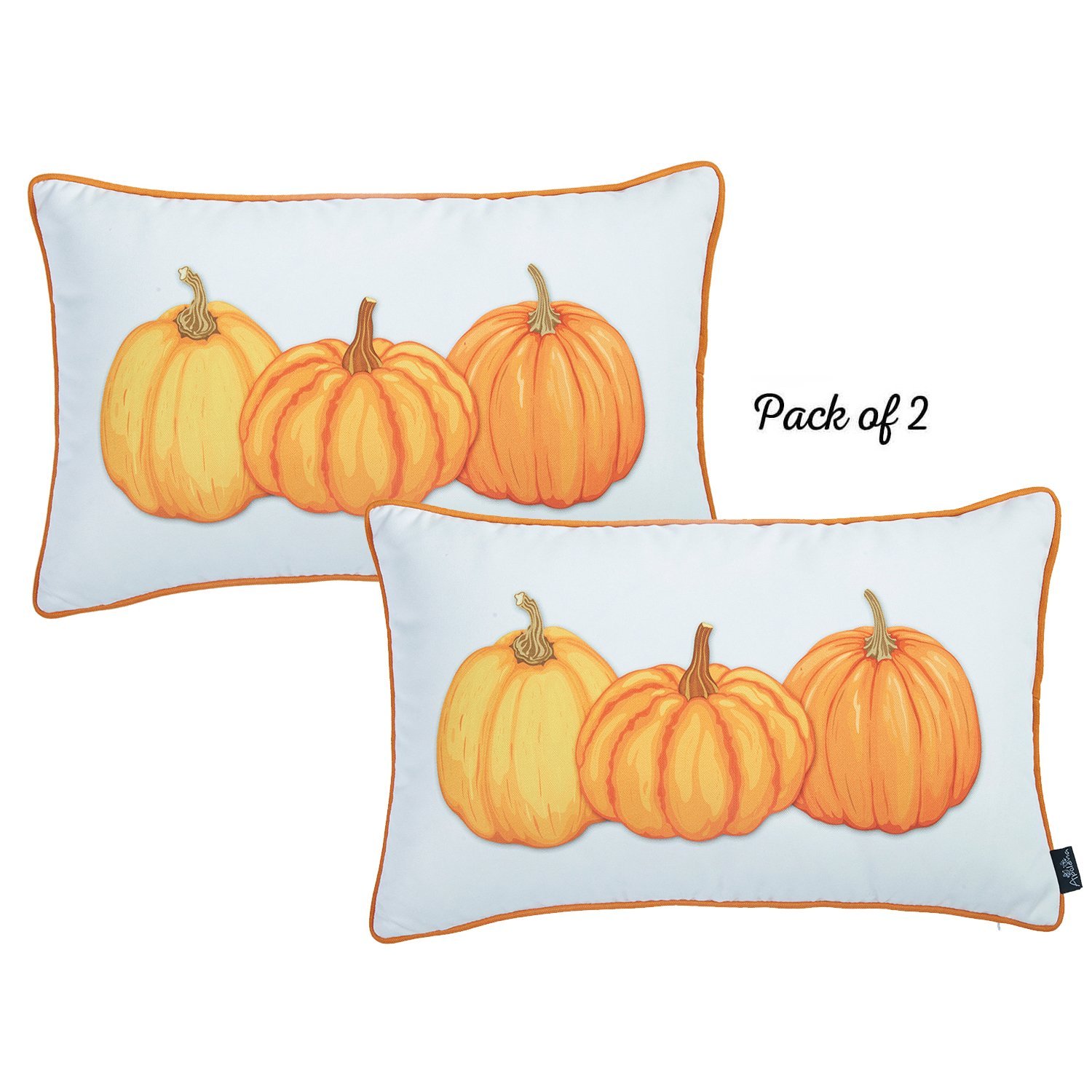 Set of 4 20-inch Thanksgiving Pumpkin Throw Pillow Covers featuring a vibrant multicolor pumpkin design on soft brushed polyester fabric.