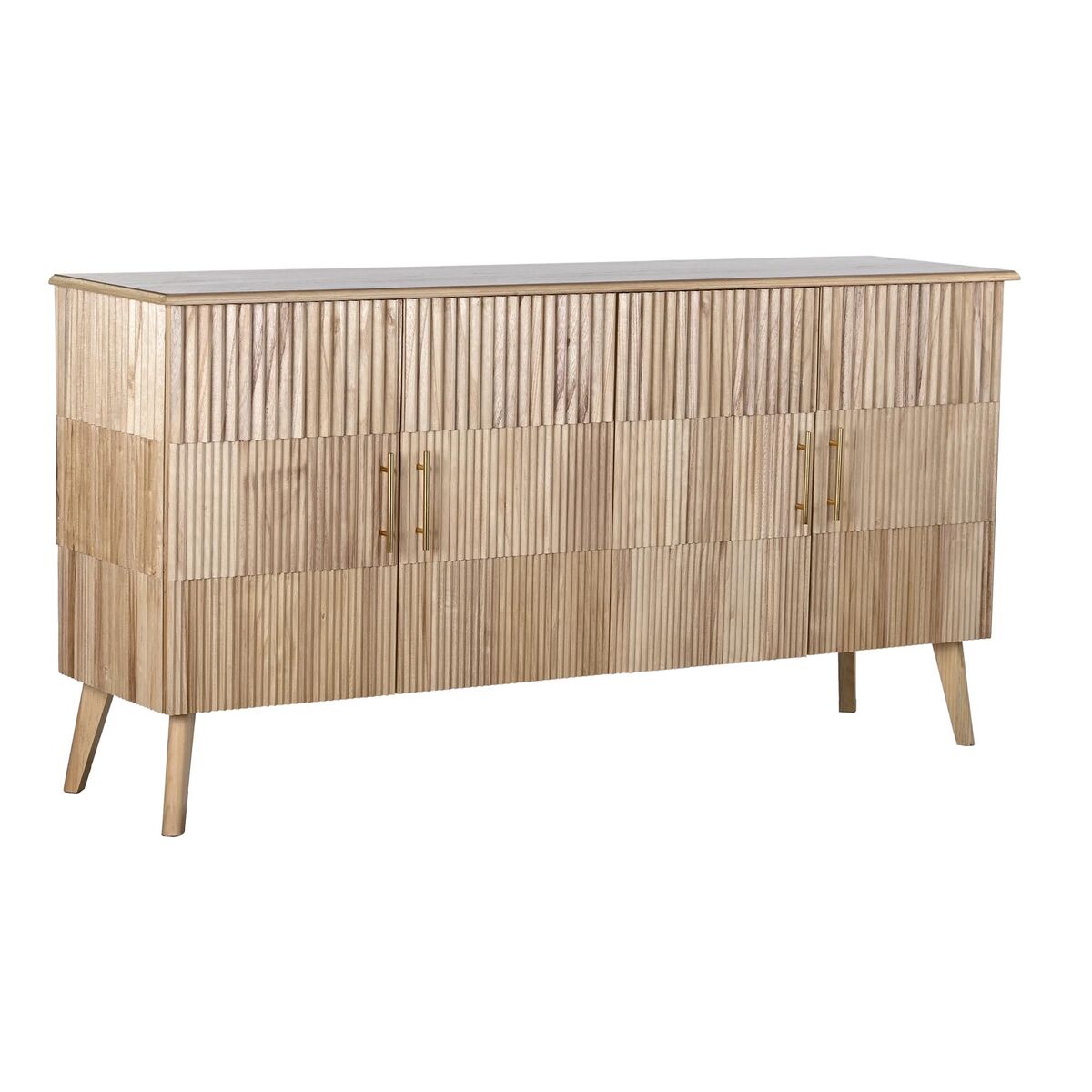 Wooden sideboard with textured doors.