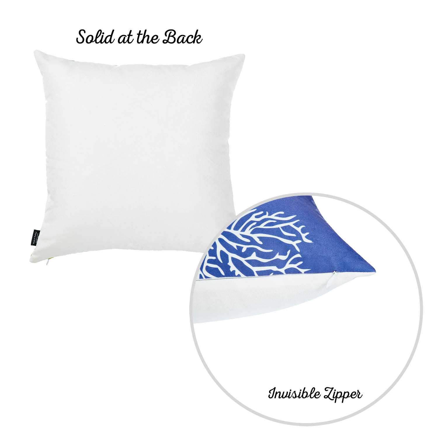 Square decorative throw pillow cover featuring a vibrant blue coral reef design on luxurious brushed fabric.