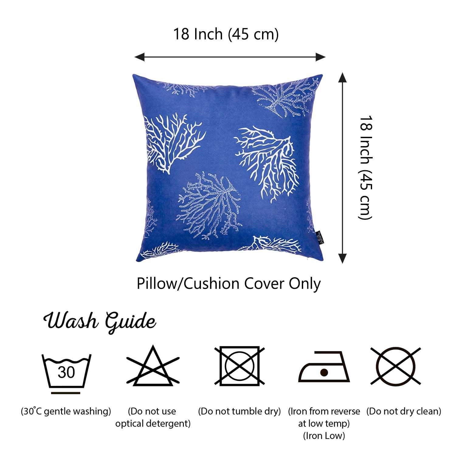 Square decorative throw pillow cover featuring a vibrant blue coral reef design on luxurious brushed fabric.