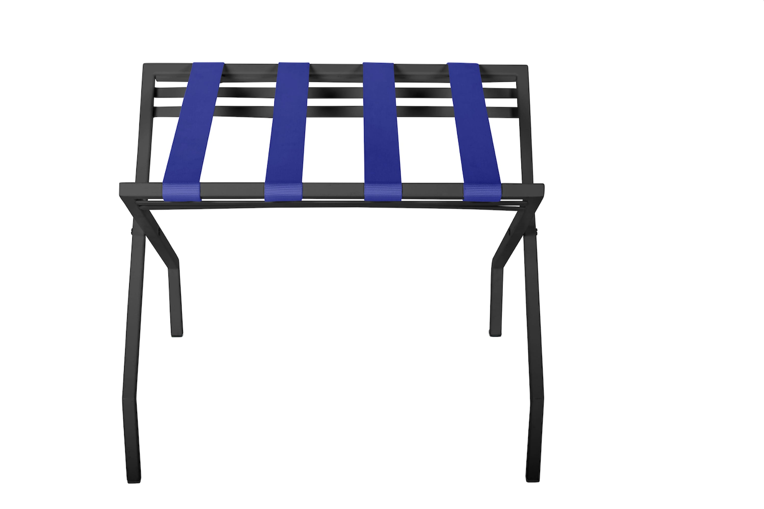 Suba Folding Luggage Stand showcasing a sleek tubular steel frame with custom color options and UV-resistant straps, ideal for hotels and homes.