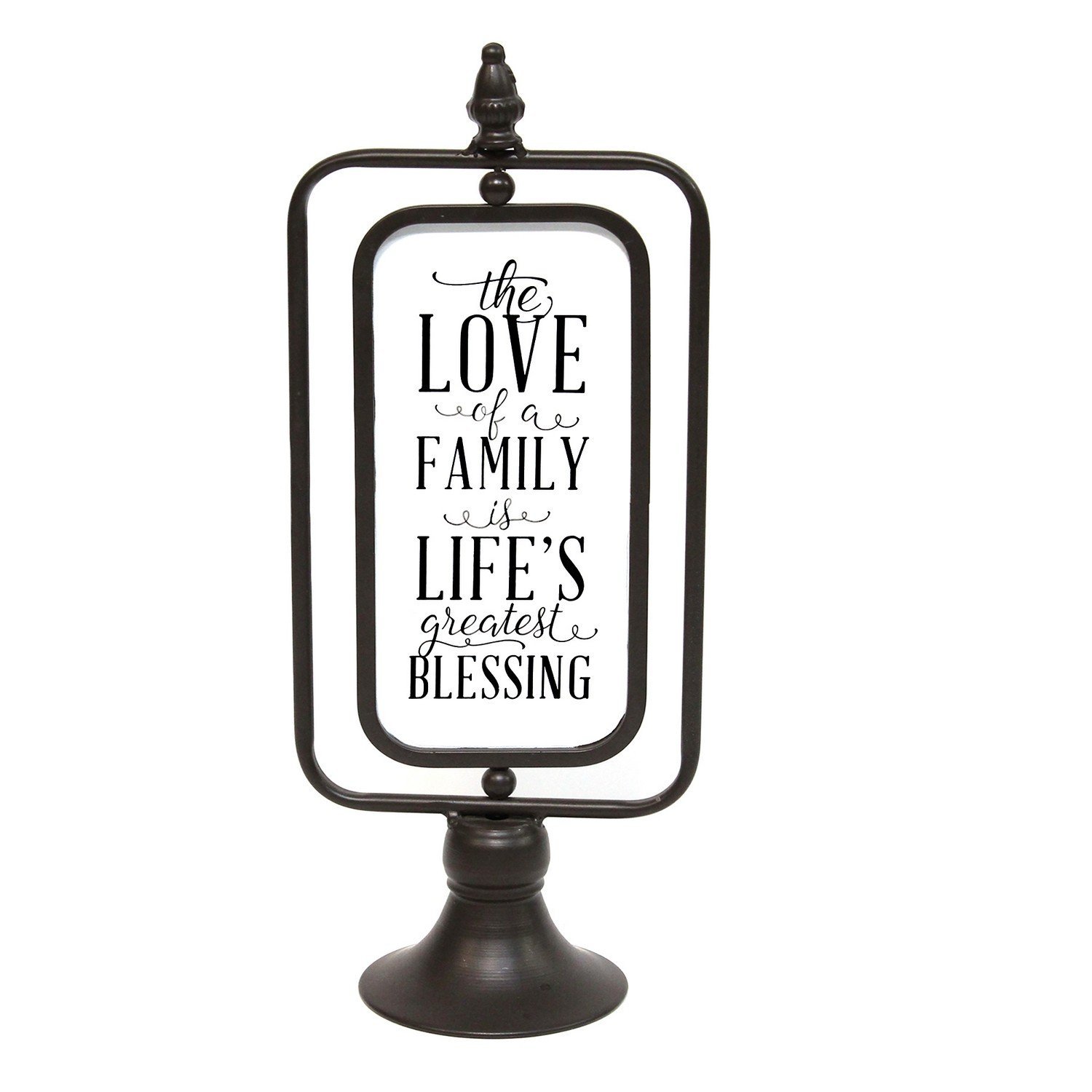 The Love of a Family Metal Tabletop featuring a vintage sign design with a heartfelt message about family love.