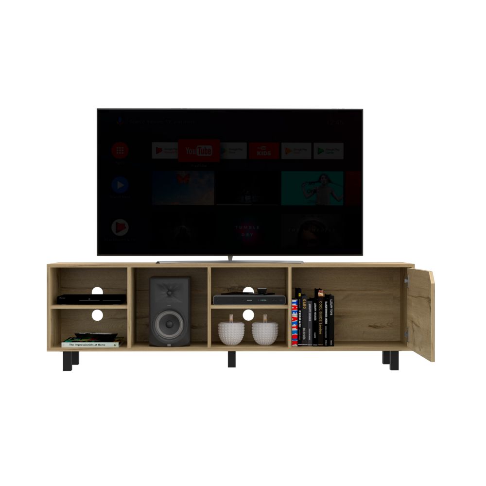 Estocolmo TV Stand for TVs up to 70 inches, featuring four open shelves and a light oak finish, perfect for modern living spaces.