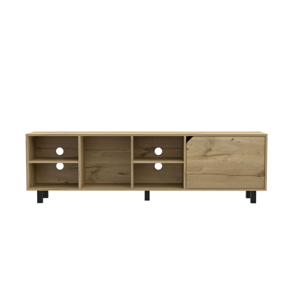 Estocolmo TV Stand for TVs up to 70 inches, featuring four open shelves and a light oak finish, perfect for modern living spaces.