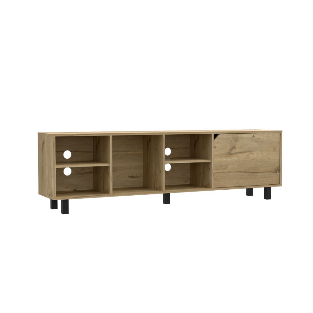 Estocolmo TV Stand for TVs up to 70 inches, featuring four open shelves and a light oak finish, perfect for modern living spaces.