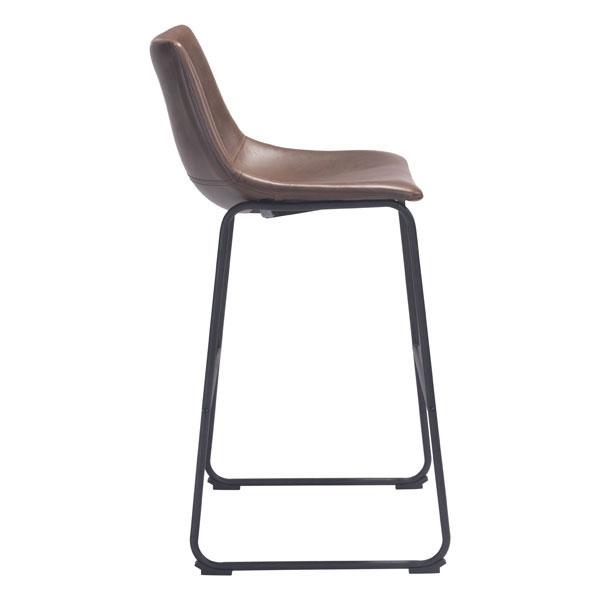 Vintage Look Espresso Faux Leather Bar Stool Chair with chrome base and footrest, designed for comfort and style in modern kitchens and bars.