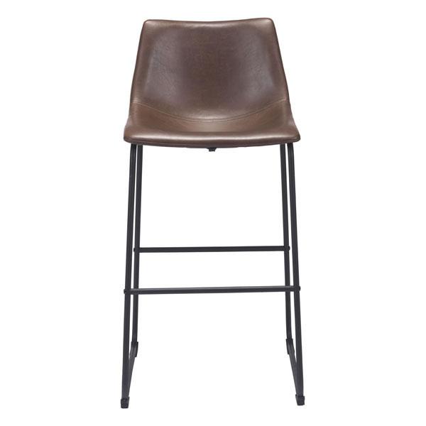 Vintage Look Espresso Faux Leather Bar Stool Chair with chrome base and footrest, designed for comfort and style in modern kitchens and bars.