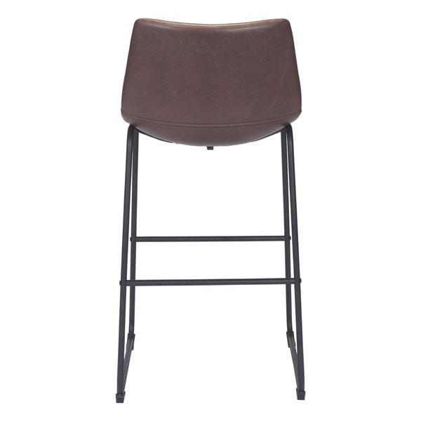 Vintage Look Espresso Faux Leather Bar Stool Chair with chrome base and footrest, designed for comfort and style in modern kitchens and bars.