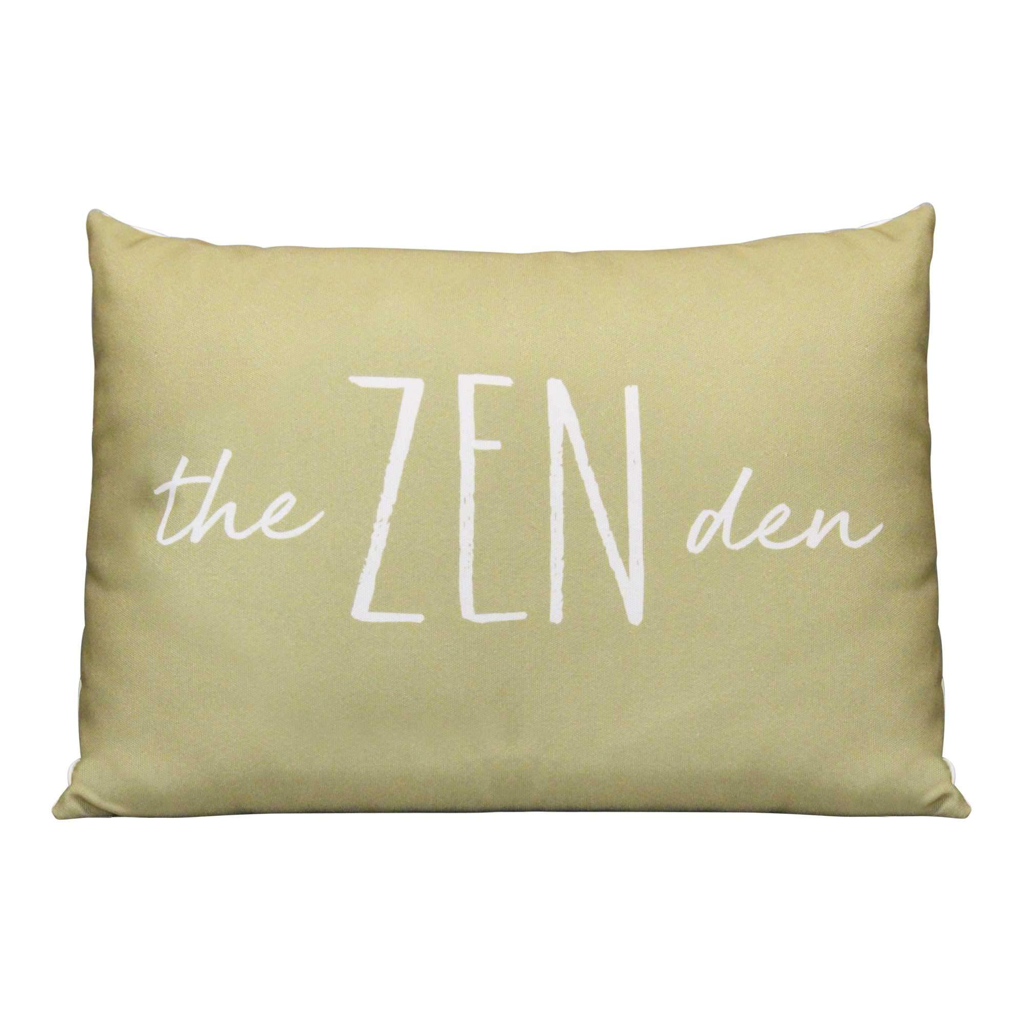 White on Olive Zen Rectangular Lumbar Pillow with textured fabric, perfect for home decor.