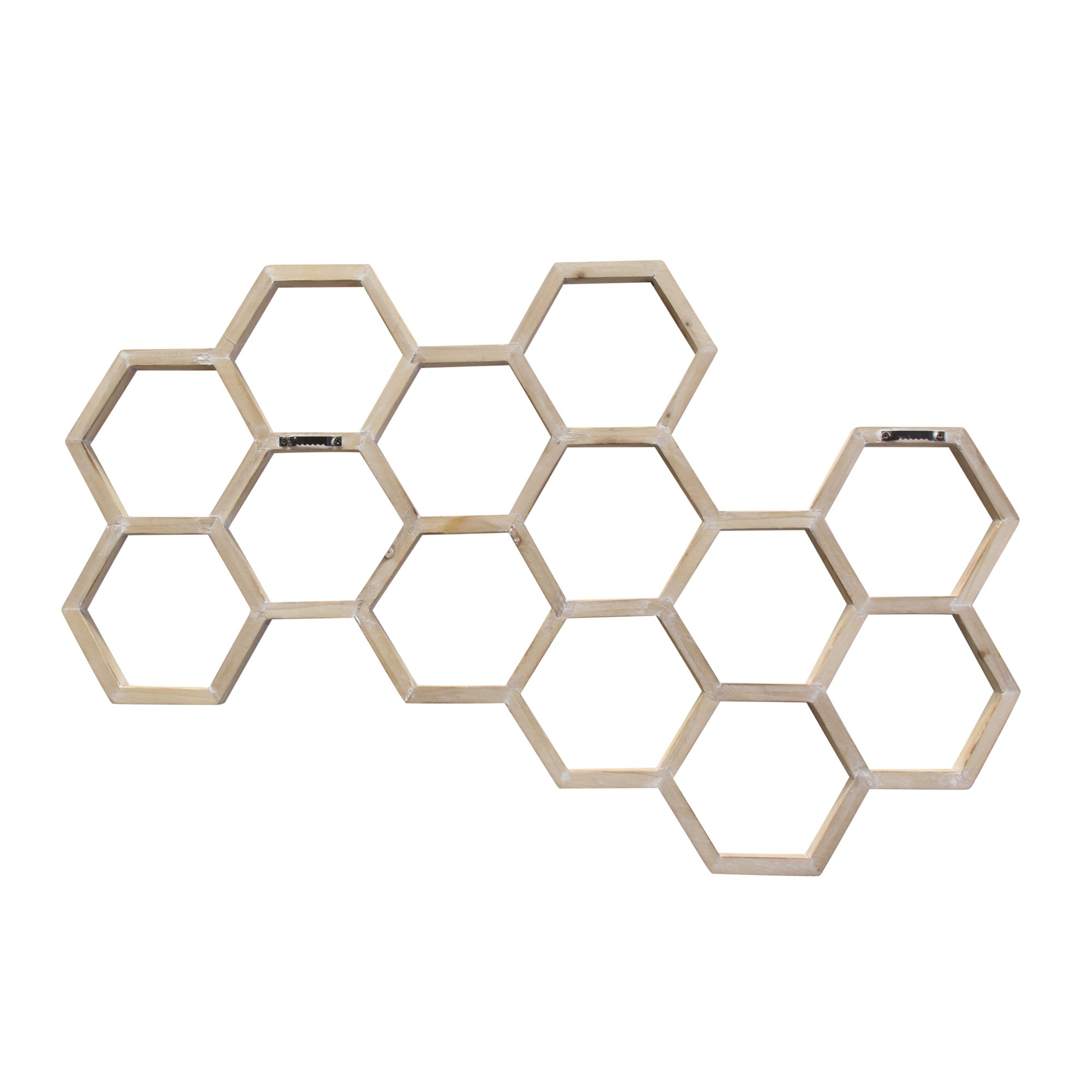 Handcrafted Whitewash Honeycomb Wood Wall Art featuring a unique hexagon design, perfect for mid-century modern decor.