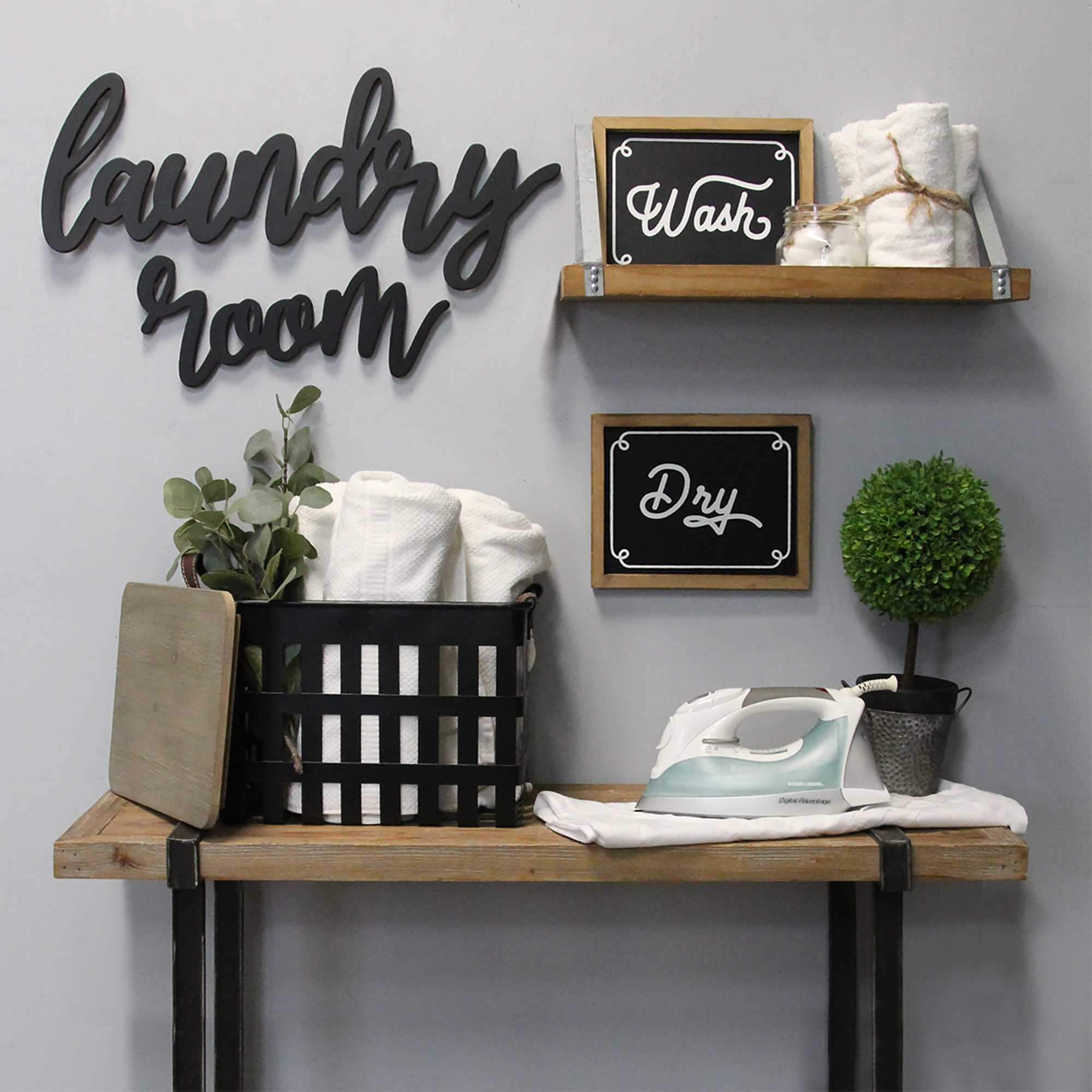 Handcrafted wood wall decor featuring a lively script message for laundry rooms, measuring 24 W x 16.30 H.