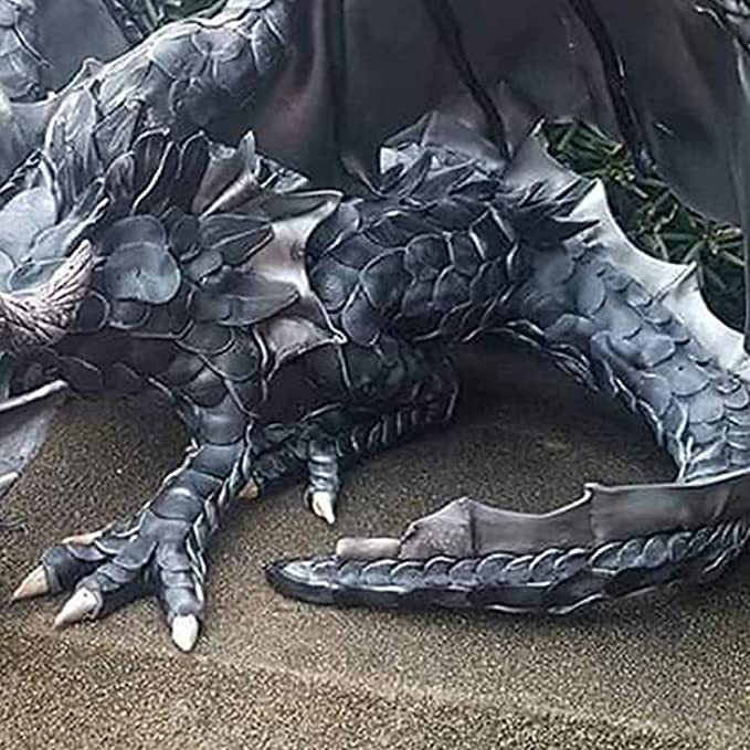 A beautifully crafted Big Squatting Dragon Sculpture made of resin, showcasing intricate scales and a lifelike design, perfect for outdoor decoration.