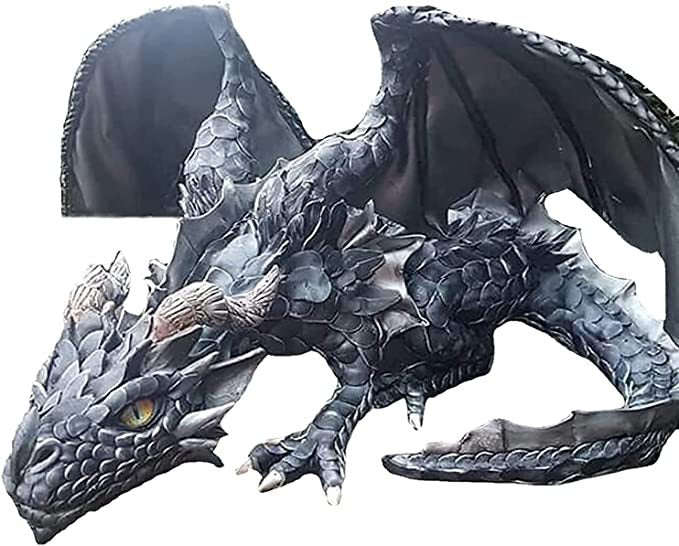 A beautifully crafted Big Squatting Dragon Sculpture made of resin, showcasing intricate scales and a lifelike design, perfect for outdoor decoration.