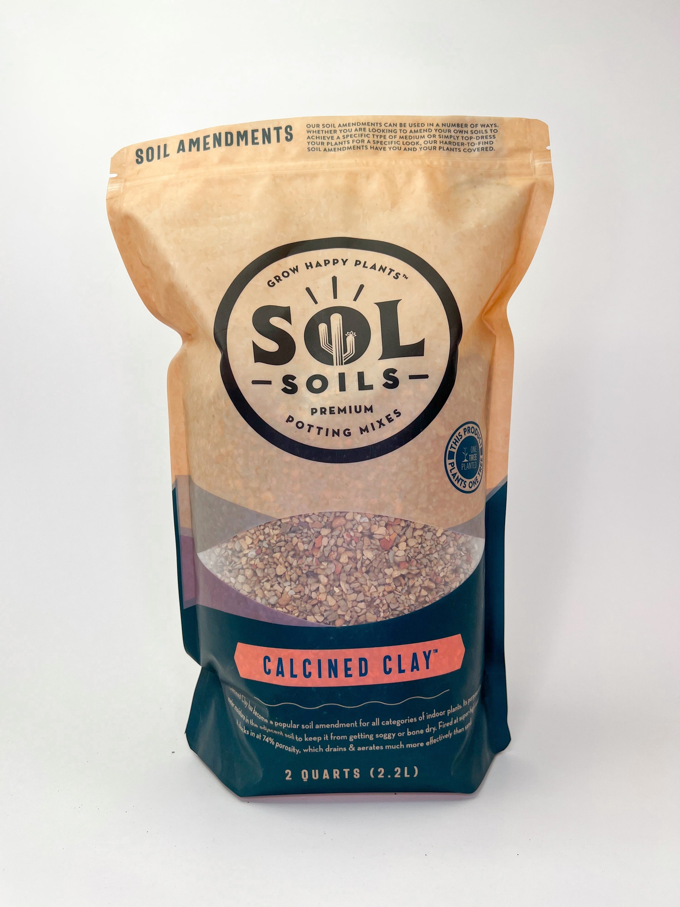 A bag of Calcined Clay soil amendment, showcasing its fine texture and high porosity, ideal for indoor plants.