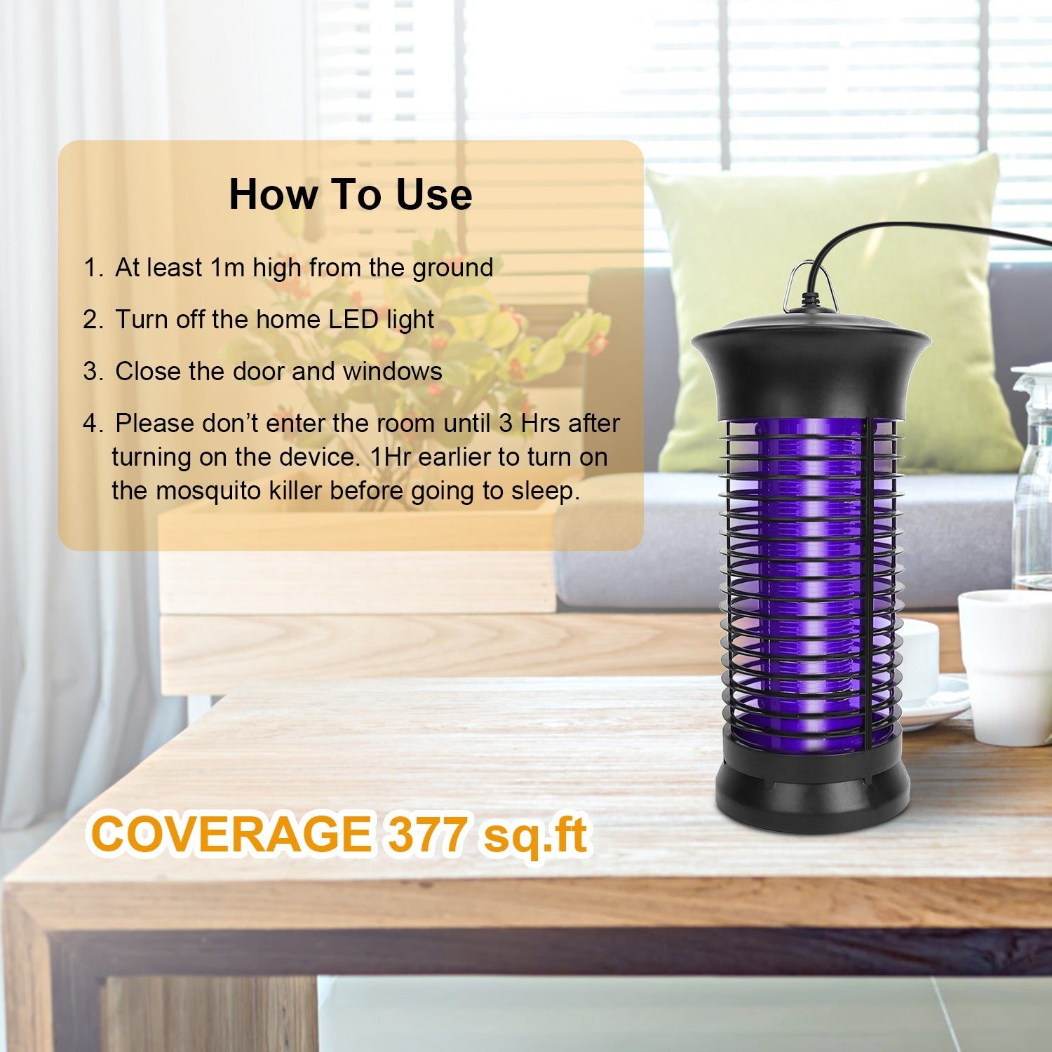 Electric Bug Zapper Mosquito Killer with UV light and high voltage grid, designed for effective insect elimination.