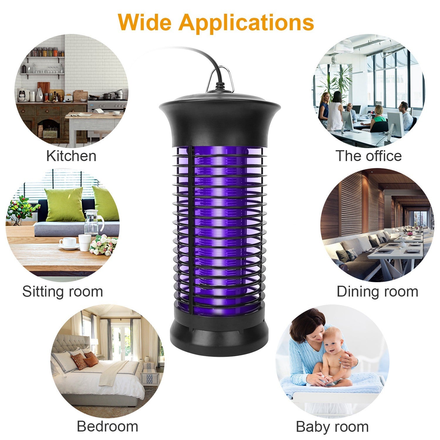 Electric Bug Zapper Mosquito Killer with UV light and high voltage grid, designed for effective insect elimination.