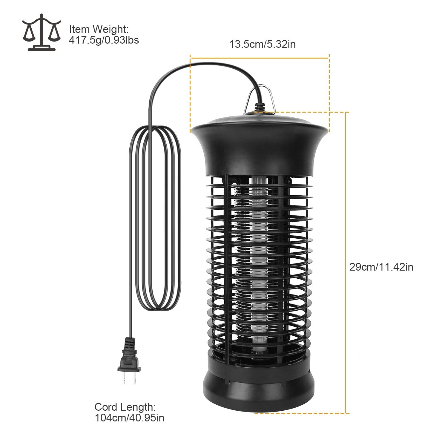 Electric Bug Zapper Mosquito Killer with UV light and high voltage grid, designed for effective insect elimination.