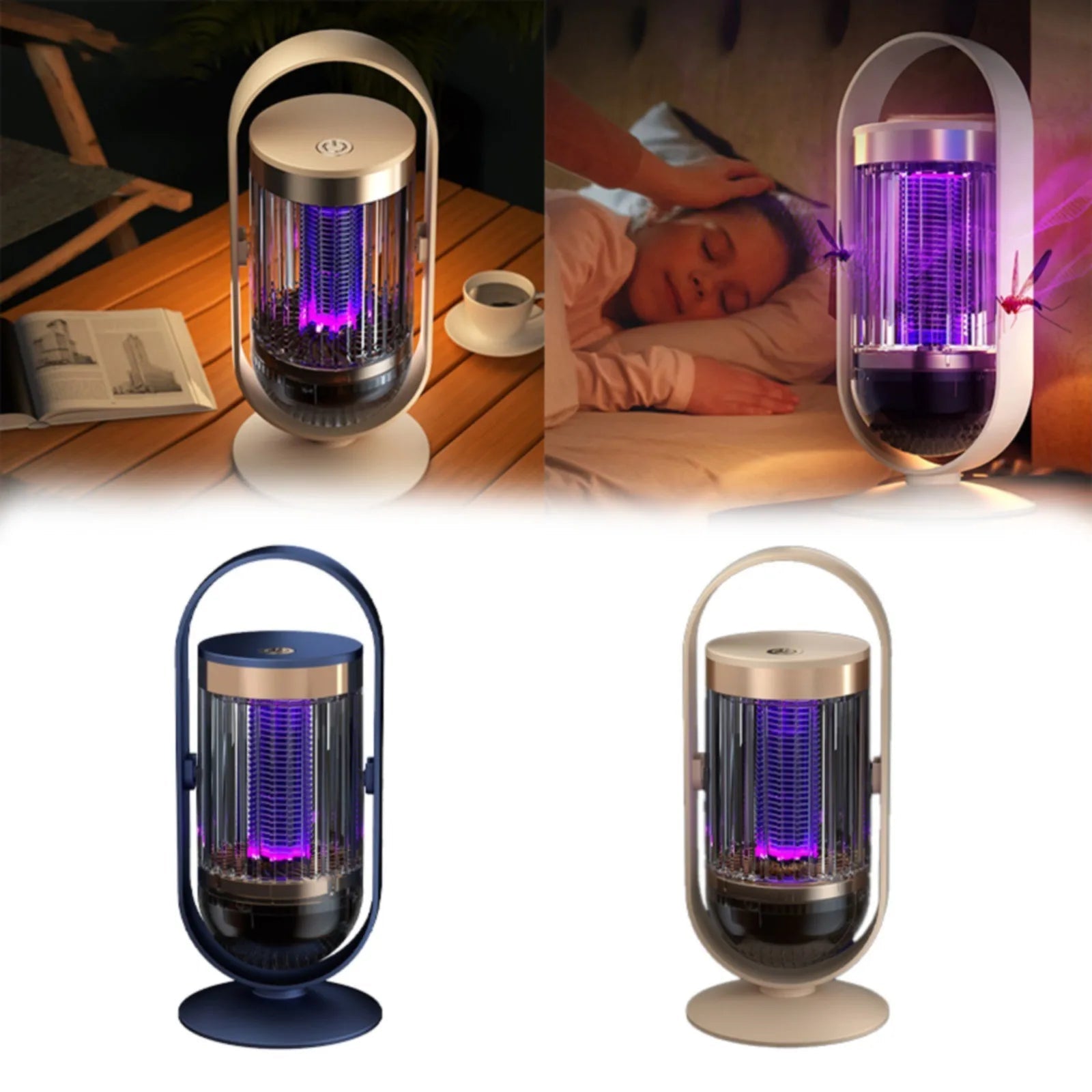 Electric Type Rechargeable USB Trap Light with a sleek design, featuring a removable collection basket and a protective mesh for safety.