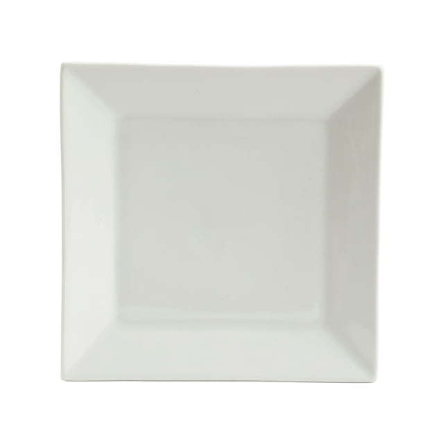 Hard Square 12 Piece Fine Ceramic Dinnerware Set in White, featuring glossy finish and modern square design.