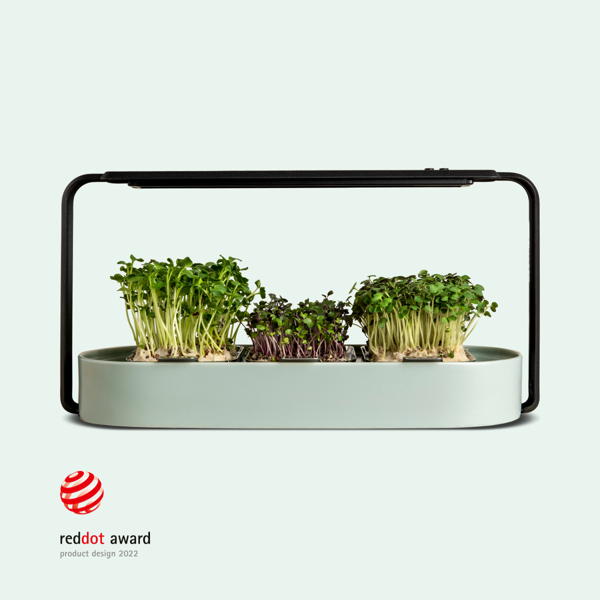 The ingarden bundle offer showcasing a stylish indoor microgreens growing system with vibrant green plants ready for harvest.