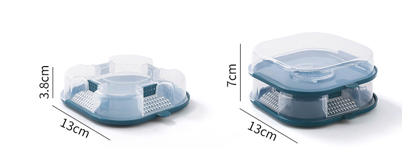 A blue reusable bugs trap box designed for catching cockroaches, featuring a trapdoor and bait compartment for effective pest control.