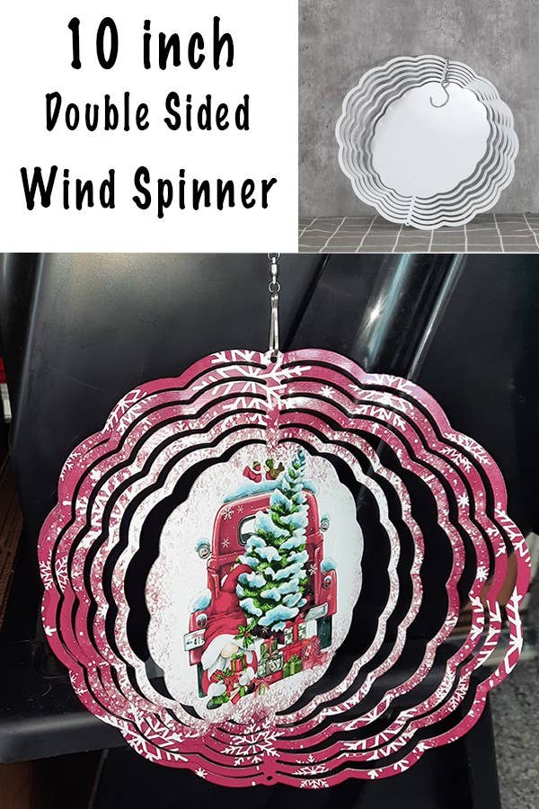 A vibrant 10-inch aluminum wind spinner featuring a floral design on a yellow background, perfect for spring home decor.