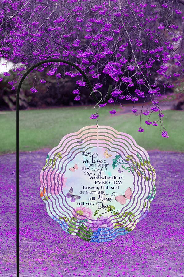 10-inch aluminum double-sided wind spinner featuring a heartfelt design, perfect for spring home decor and outdoor settings.