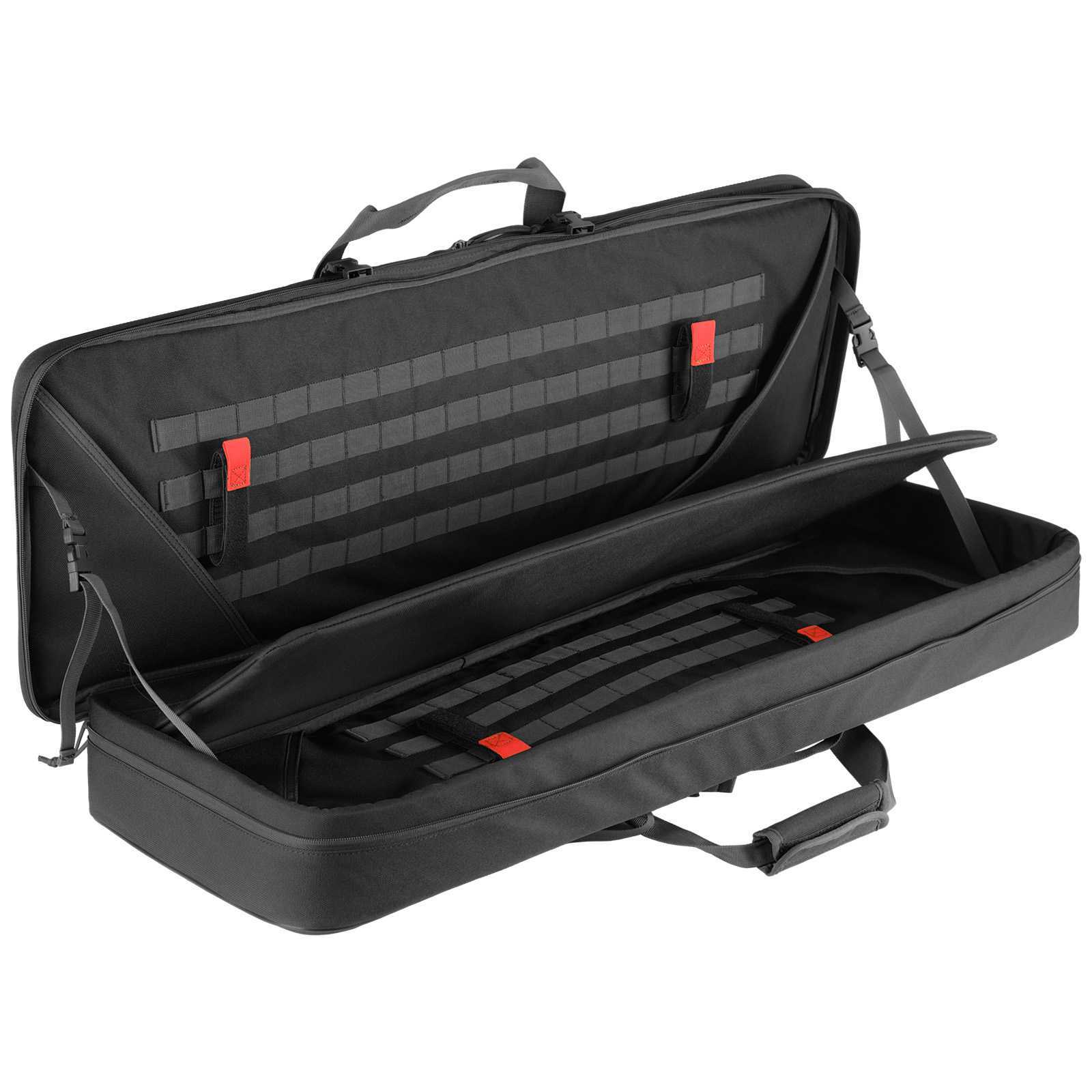 Tactical Rifle Case V2 with a sleek design, featuring a free magazine and padded interior for firearm protection.