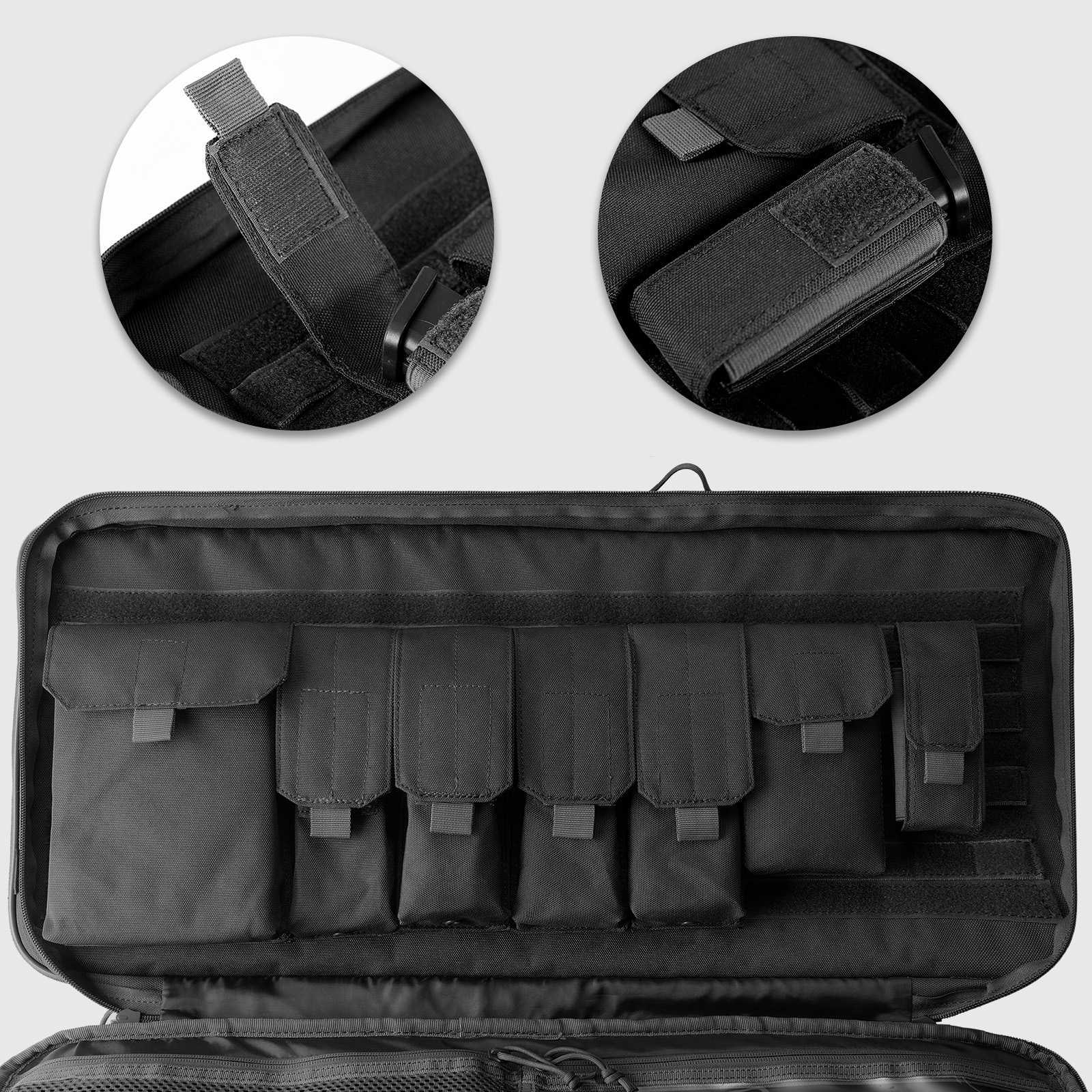 Tactical Rifle Case V2 with a sleek design, featuring a free magazine and padded interior for firearm protection.