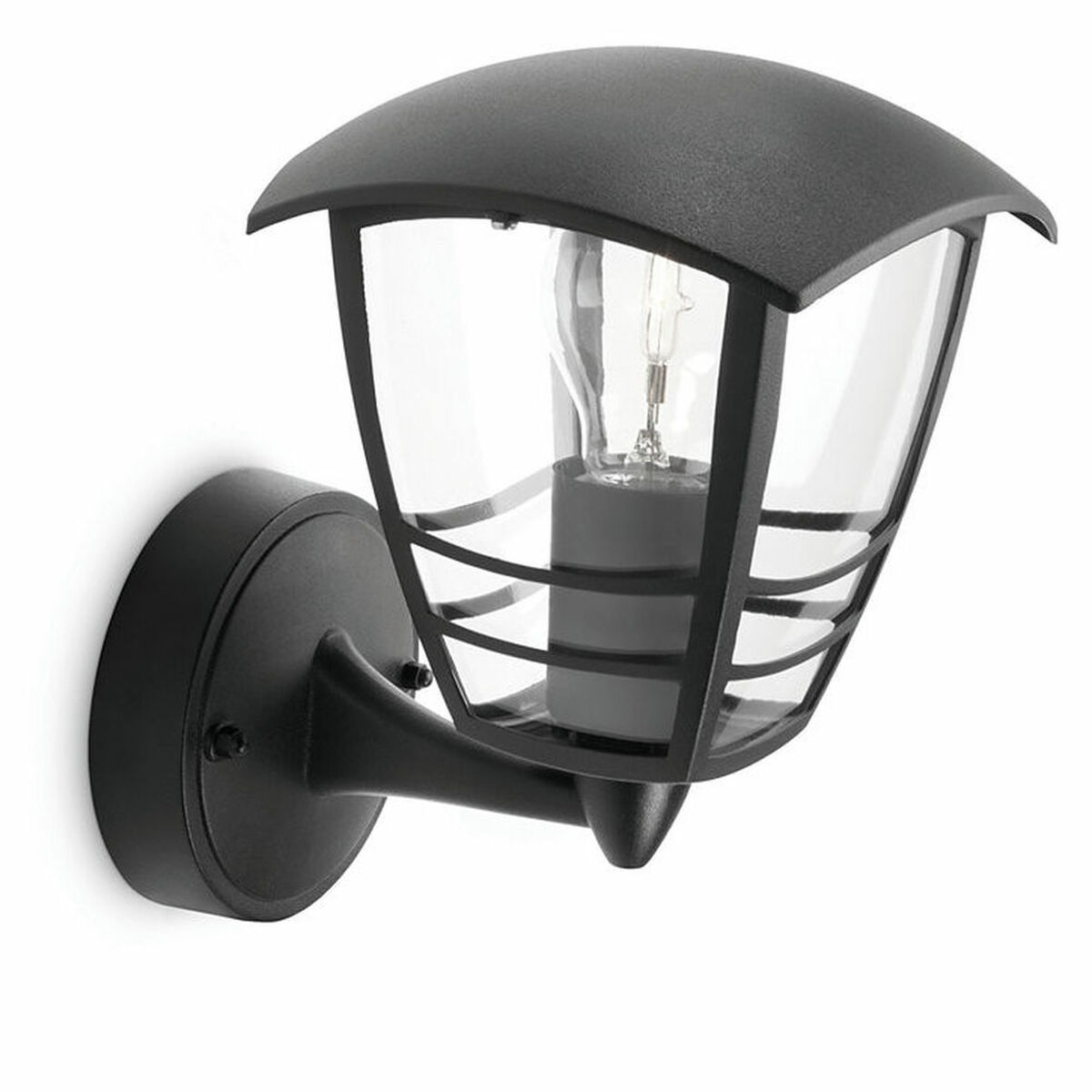 Black outdoor wall-mounted lantern