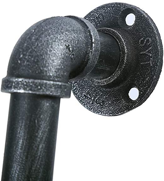 12-inch black brush silver industrial barn door handles made of galvanized steel, showcasing a rustic farmhouse style.