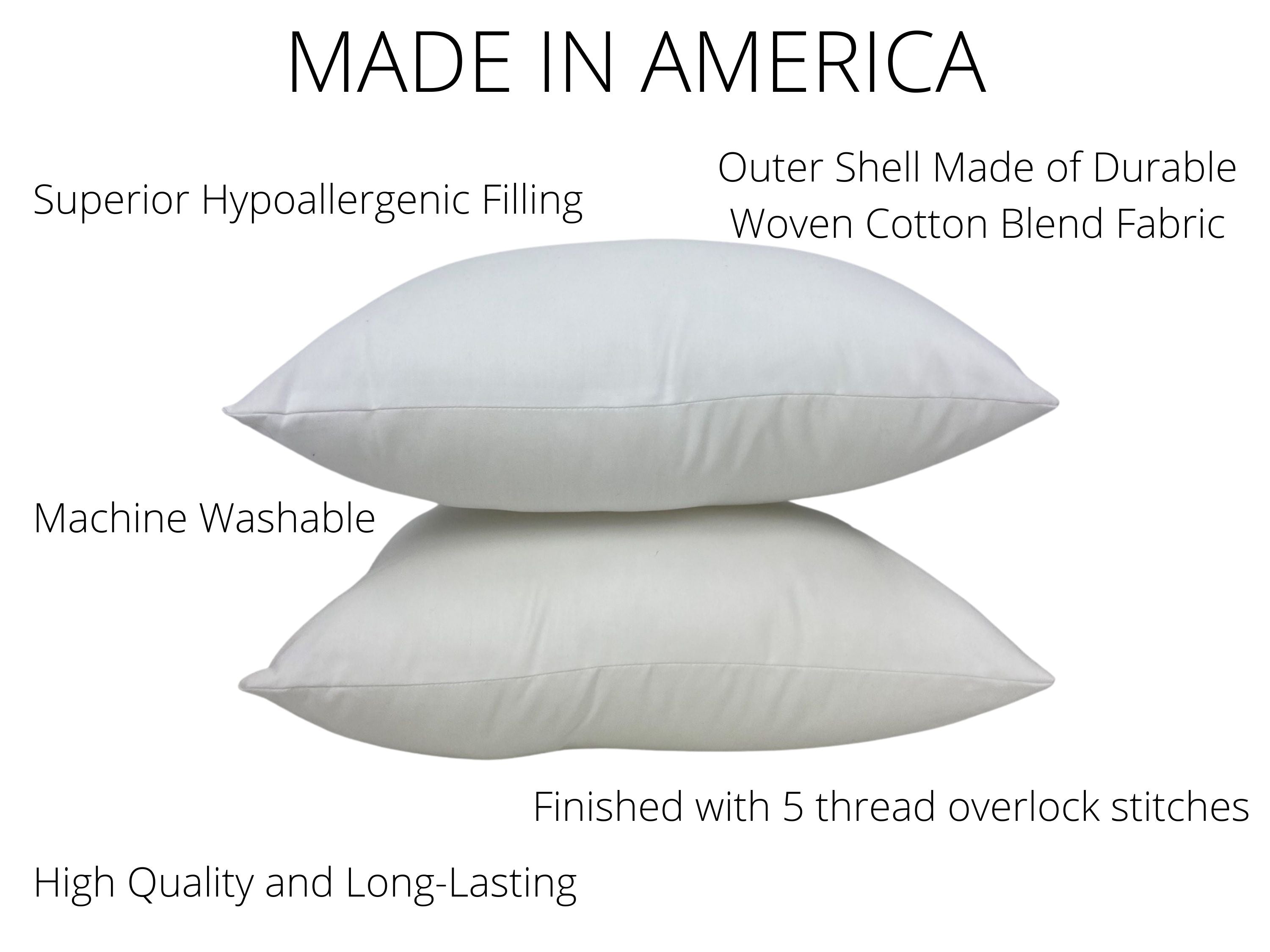 A plush 12x16 or 16x12 hypoallergenic polyester pillow insert, showcasing its soft texture and durable woven cotton blend fabric.