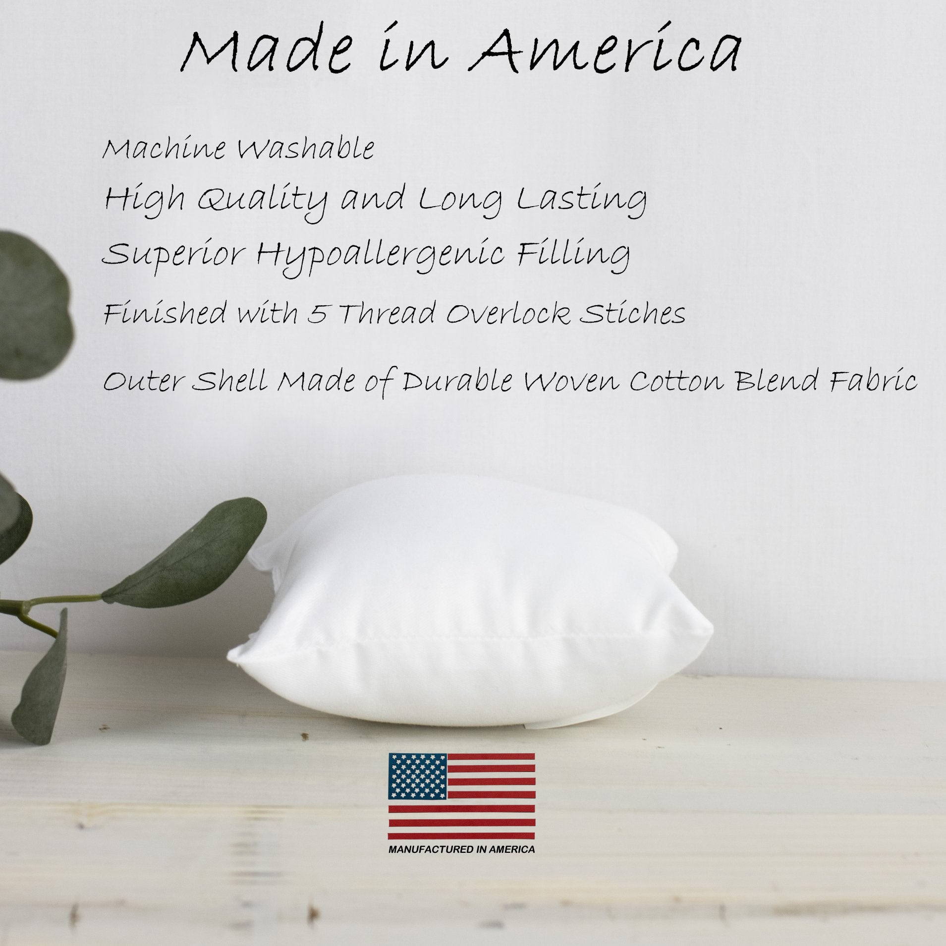 A 13x13 hypoallergenic polyester pillow insert, showcasing its plush texture and durable woven cotton blend fabric, perfect for indoor and outdoor use.