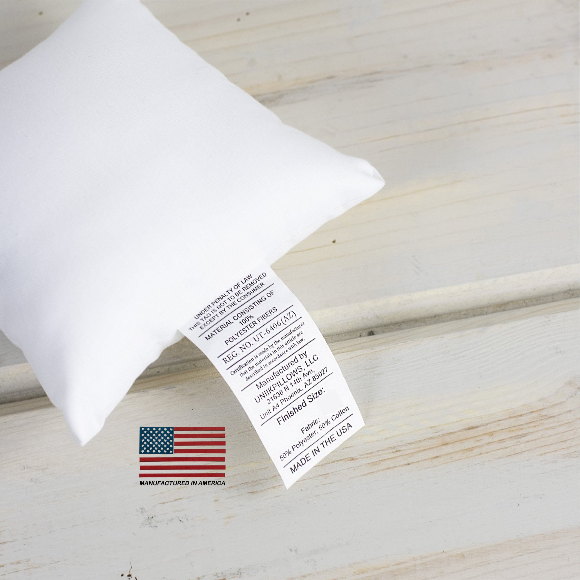 A 13x13 hypoallergenic polyester pillow insert, showcasing its plush texture and durable woven cotton blend fabric, perfect for indoor and outdoor use.