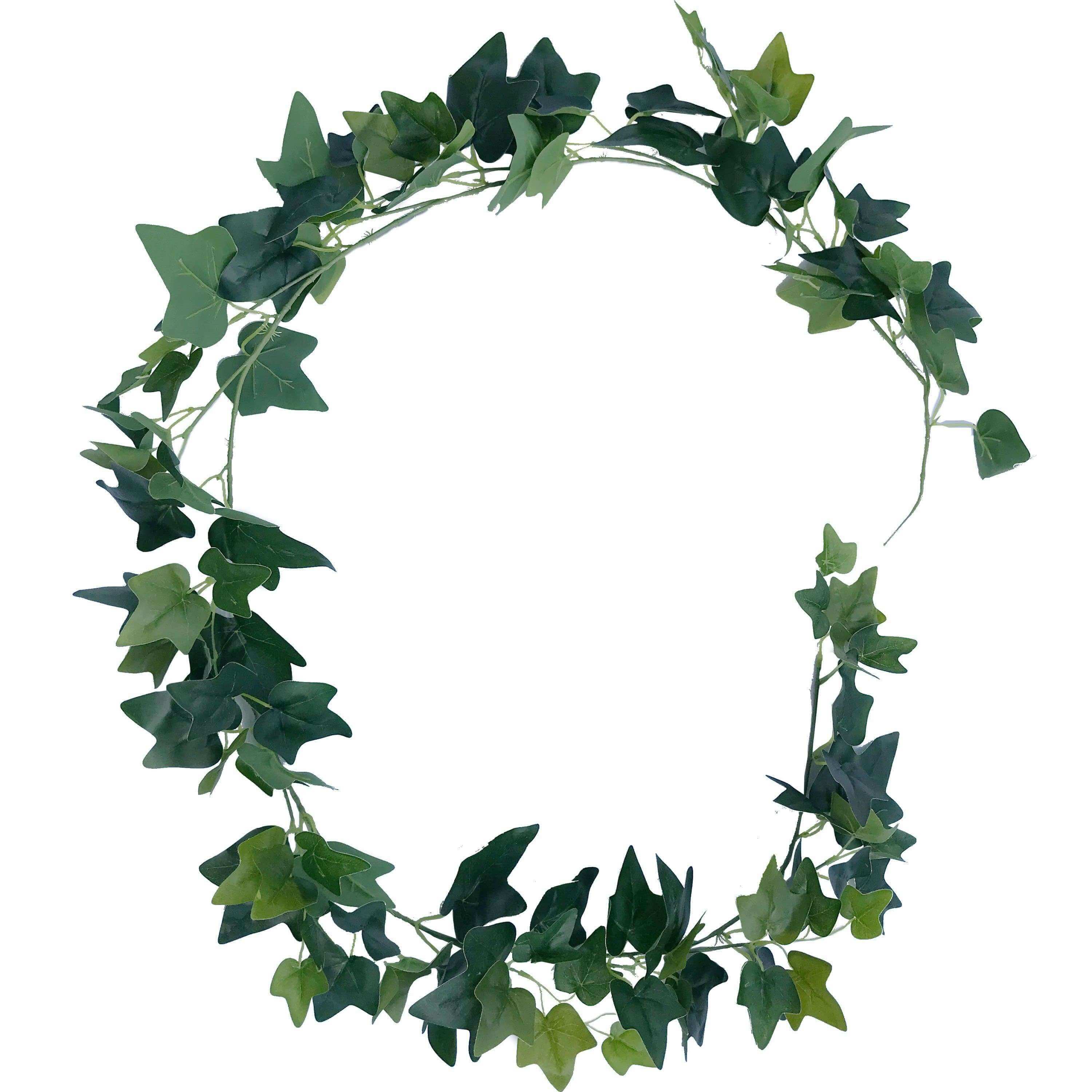 Two 190cm long artificial ivy garlands displayed elegantly, showcasing their lush green leaves and realistic appearance.