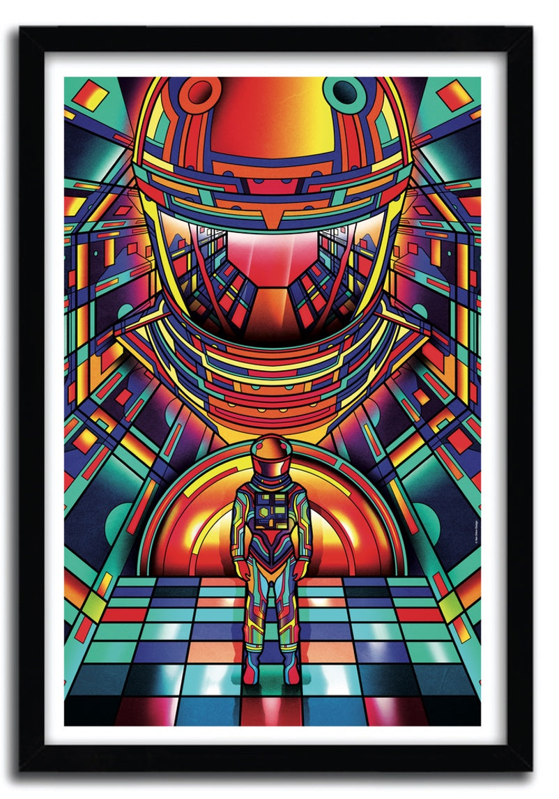 Limited edition artwork '2001 A SPACE ODYSSEY' by Van Orton, printed on fine arts paper with vibrant colors.