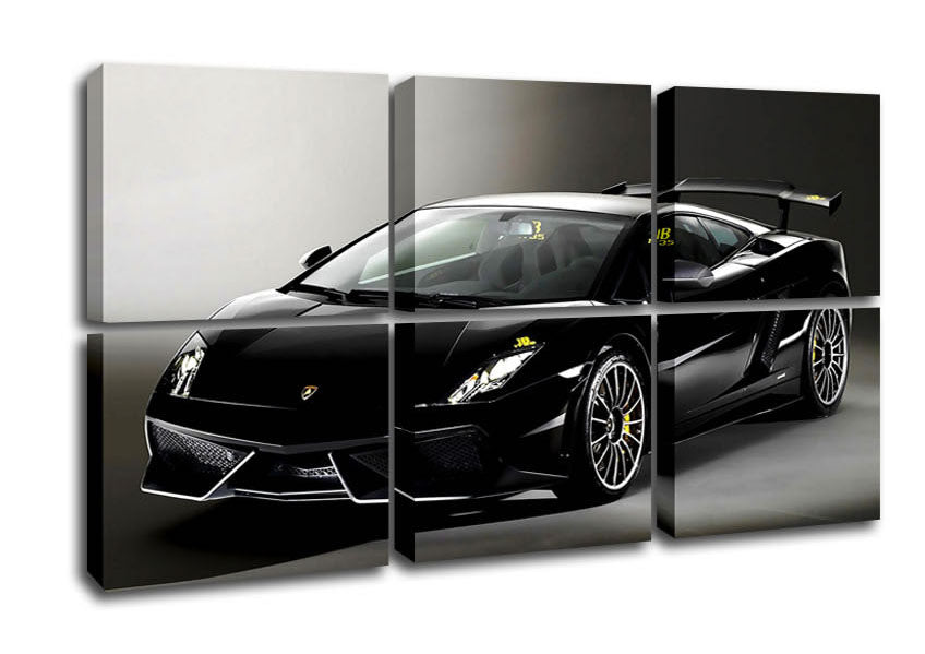 A vibrant canvas print of a 2011 Lamborghini Gallardo mounted on a 44mm box frame, showcasing its sleek design and luxury appeal.