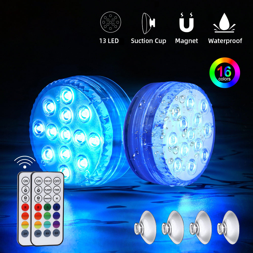 21 Key RF Remote Control LED Pool Lights with vibrant colors and remote control, designed for underwater and outdoor use.