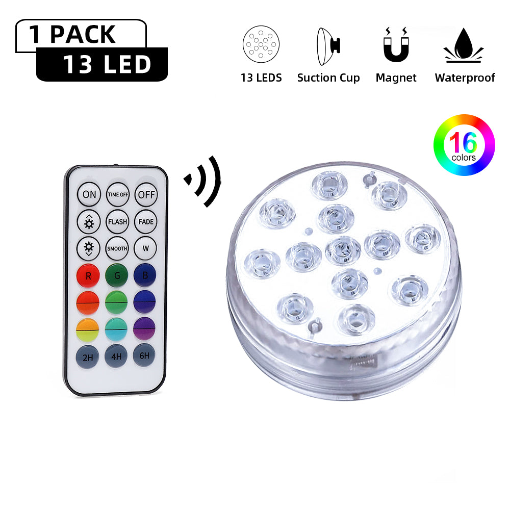 21 Key RF Remote Control LED Pool Lights with vibrant colors and remote control, designed for underwater and outdoor use.