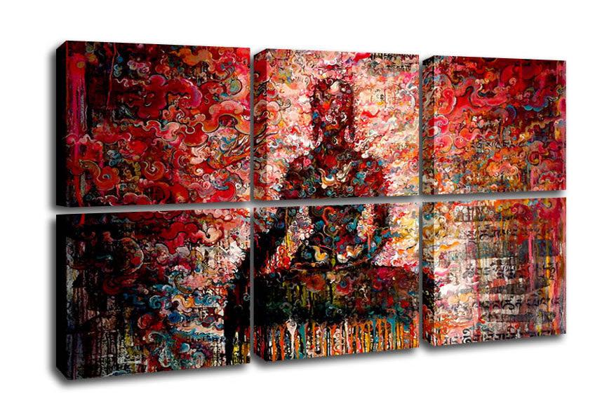 29-Tibetan Tashi Norbu Meditation canvas art mounted on a 44mm box frame, featuring intricate Tibetan designs.