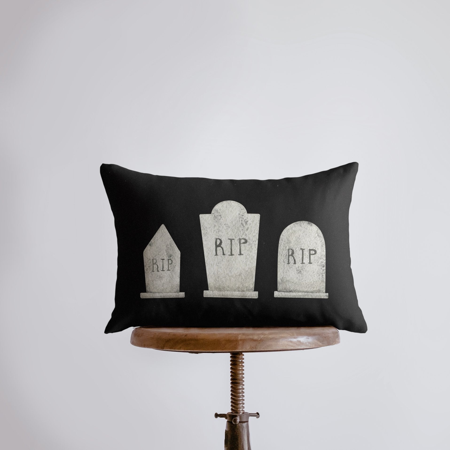 3 Ghost Pillow Cover featuring friendly ghosts on a black background, perfect for modern farmhouse fall decor.