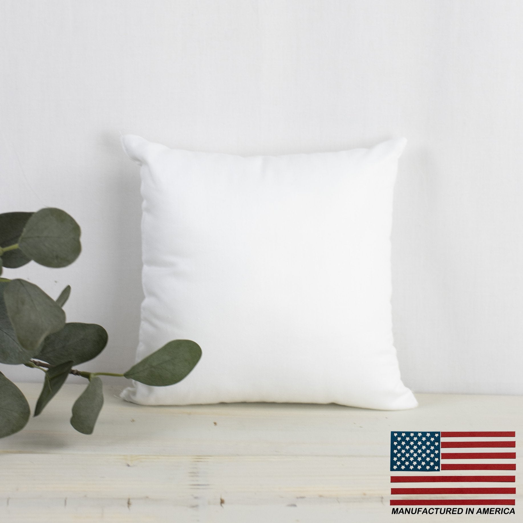 33x33 Square Angel Hair Pillow Insert with soft polyester fiberfill, ideal for indoor and outdoor use.