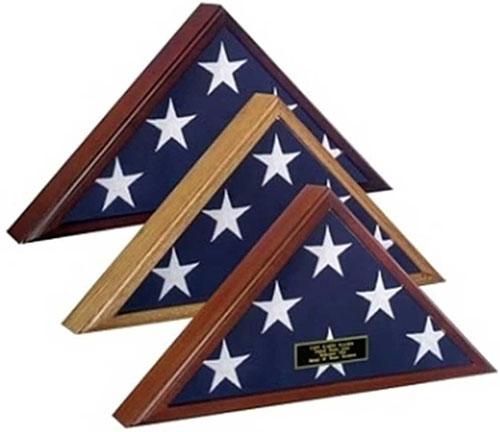 4 x 6 Flag Display Case in Cherry finish showcasing a 4ft x 6ft flag, featuring a glass front and removable back panel.