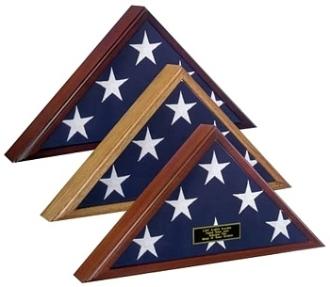 4 x 6 flag display case in Cherry finish showcasing a ceremonial flag, featuring a glass front and removable back panel.