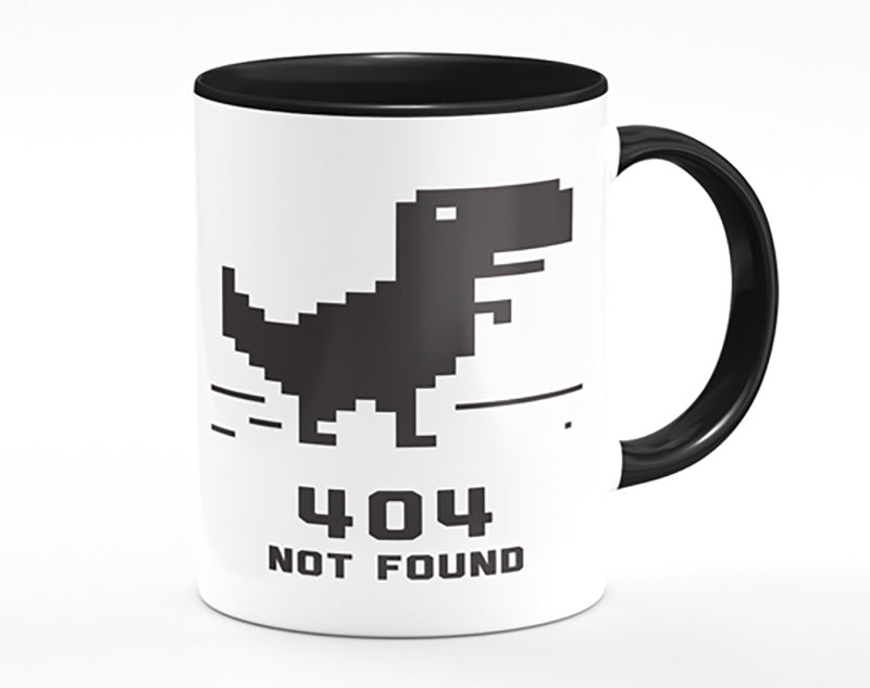 A vibrant 404 Not Found Mug with a full-color print, showcasing a humorous design, featuring a matching handle and inner color.