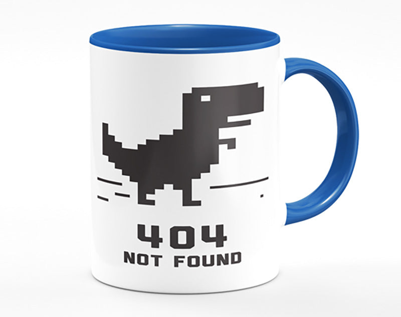 A vibrant 404 Not Found Mug with a full-color print, showcasing a humorous design, featuring a matching handle and inner color.