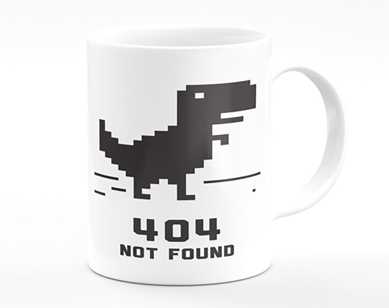 A vibrant 404 Not Found Mug with a full-color print, showcasing a humorous design, featuring a matching handle and inner color.